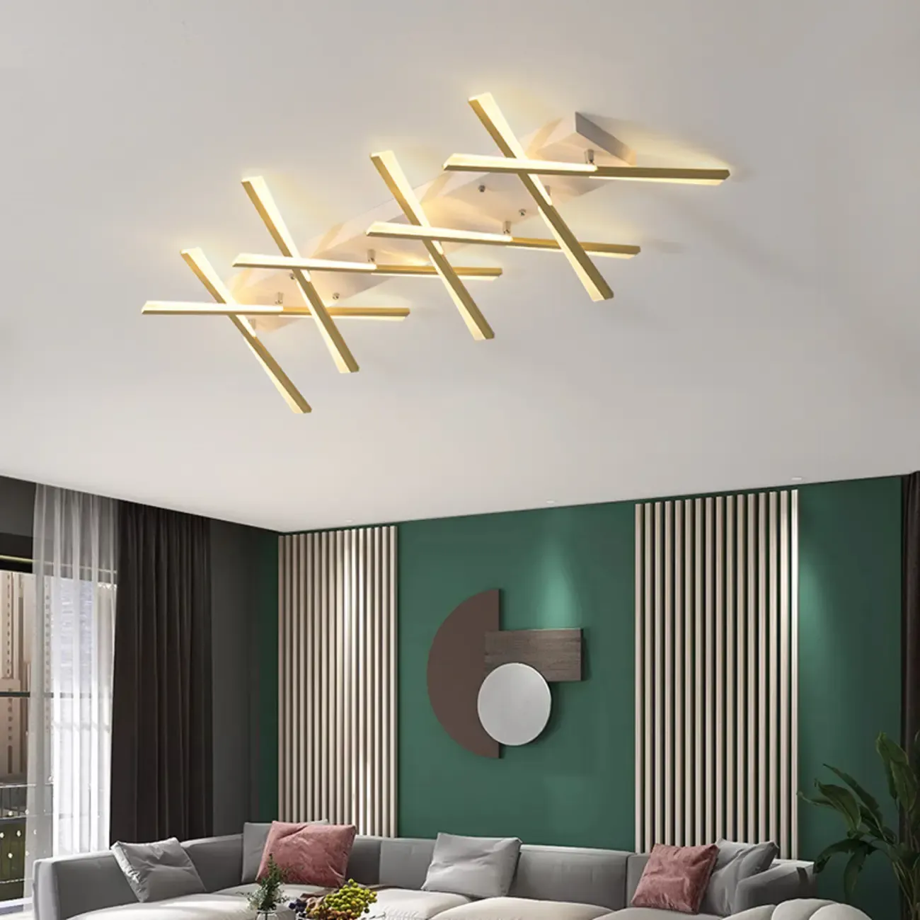 Modern Linear Semi Flush Ceiling Light for Residential Use