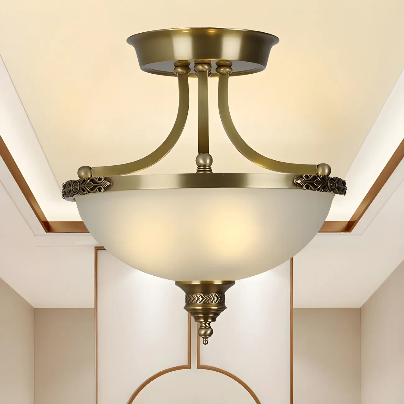 Gold Glass Bowl Shaped Modern Ceiling Chandelier
