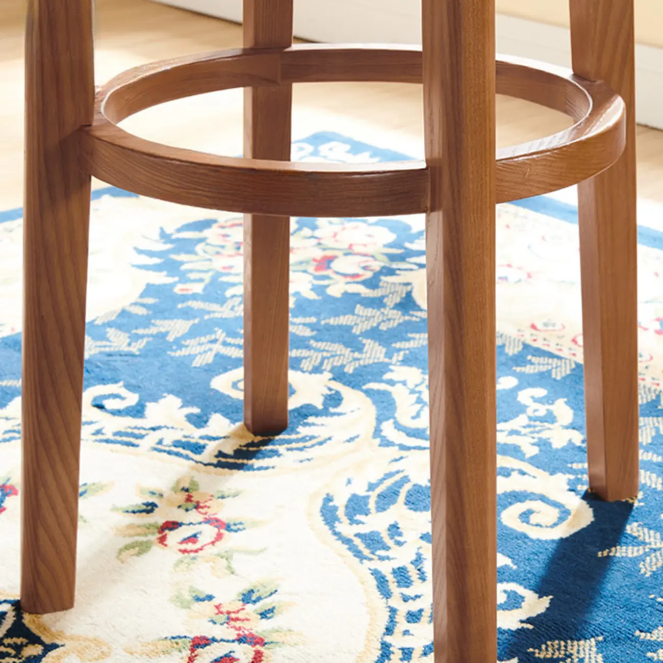 Mid-century Modern Wooden Swivel Bar Stool Upholstered