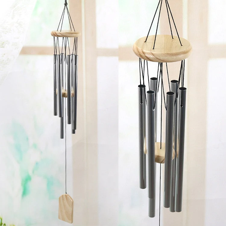 HULIANFU Silver 6 Tube Wind Chime Chapel Bells Wind Chimes Door Wall Hanging Ornament Home Garden Outdoor Decor Wind Chimes - Deanwangkt