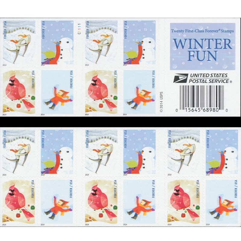 Winter Fun 2014, (Book of 20) - TWENTYSTAMPS