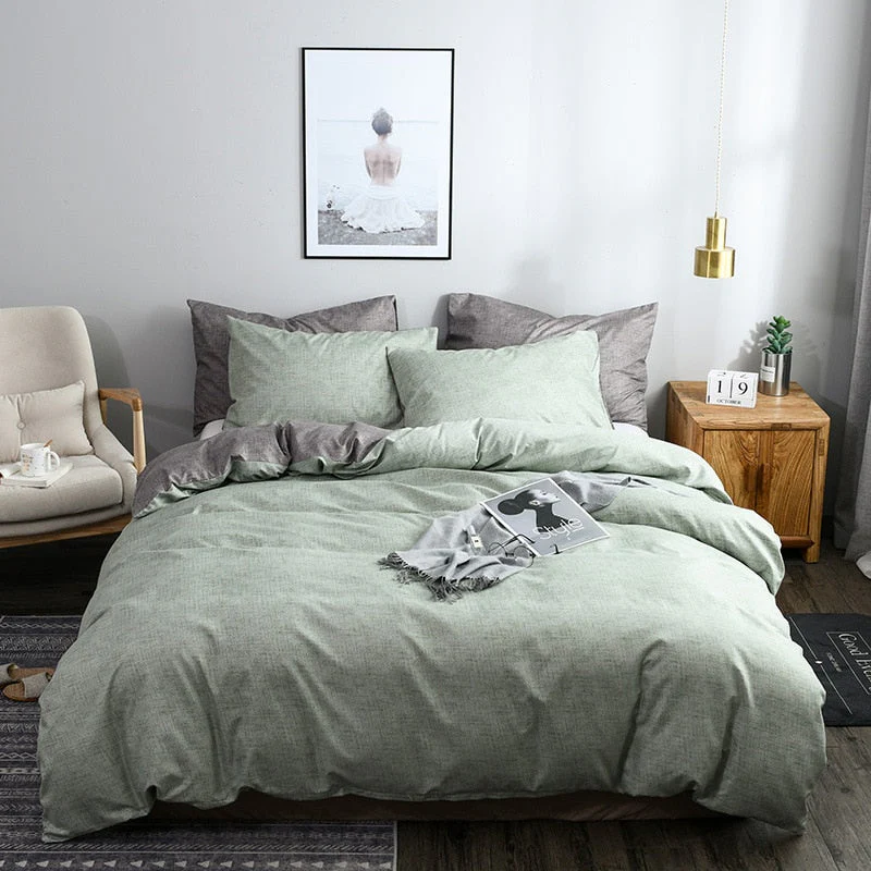HULIANFU North America Plain AB Double-sided Design Duvet Cover Set King Queen Size Double Bed Quilts Covers Comforter Cover Bedding Sets - Deanwangkt