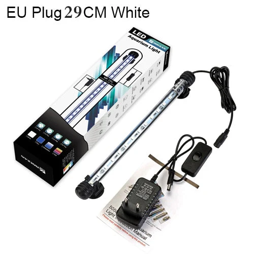 HULIANFU Waterproof LED Aquarium Lights Fish Tank Light Bar Blue/White 19/29/39/49CM Submersible Underwater Clip Lamp Aquatic Decor EU - Deanwangkt