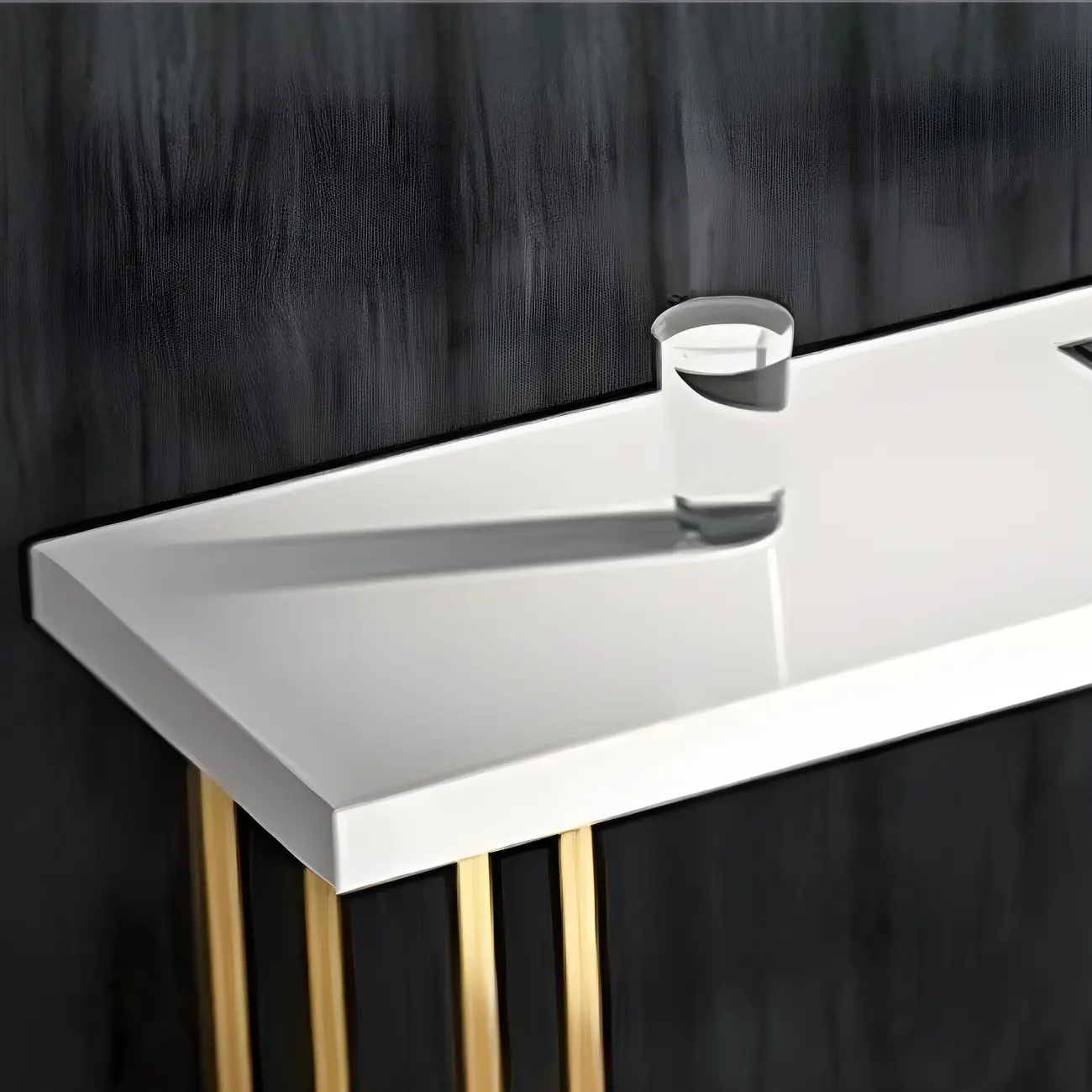 Glam White Wood Gold Iron Sled Bar Tables