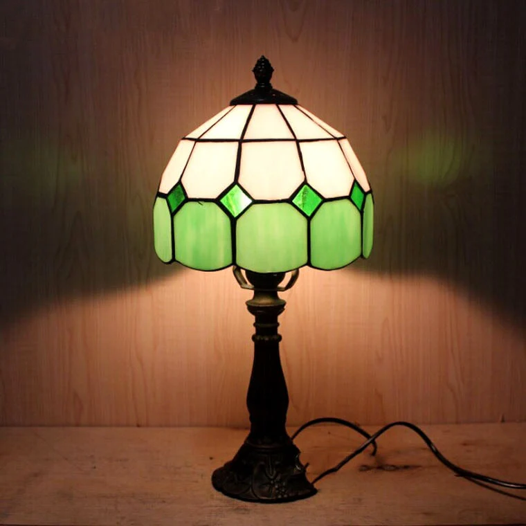 HULIANFU 2026  Mediterranean Style Restaurant Bar Cafe LED Vintage Desk Lamp Bedside Colorful Glass Table Lamps Nightstand Light Bedroom Lamp - Deanwangkt