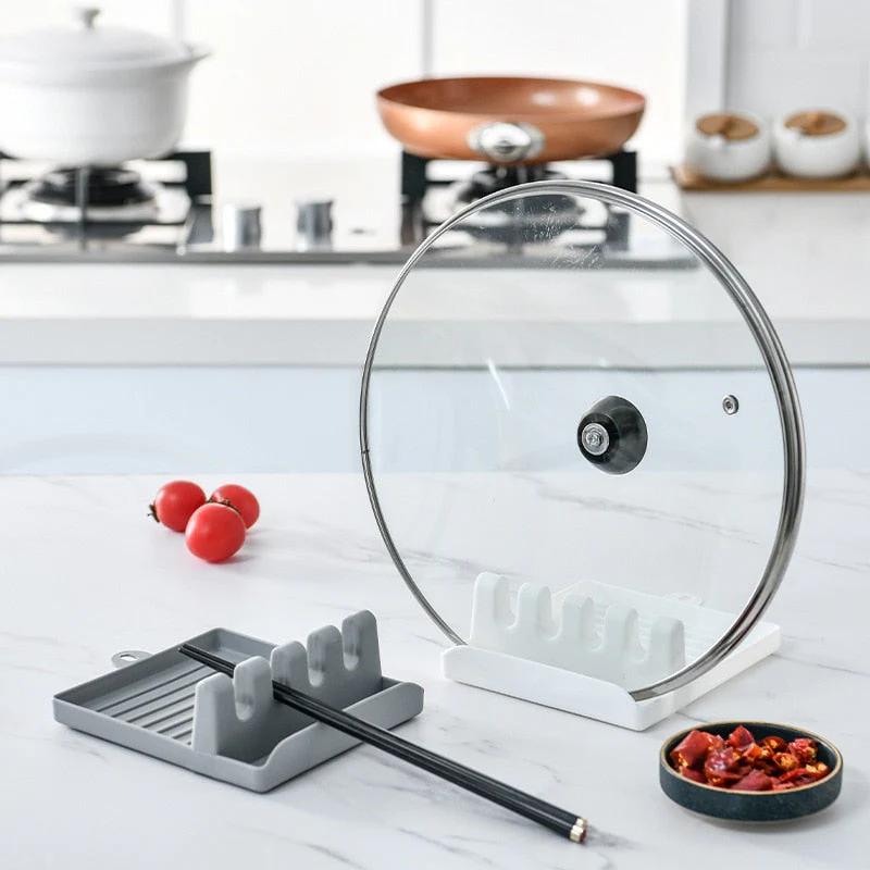 HULIANFU Kitchen Spoon Holders Fork Spatula Rack Shelf Organizer Plastic Spoon Rest Chopsticks Holder Non-slip Spoons Pad Kitchen Utensil - Deanwangkt