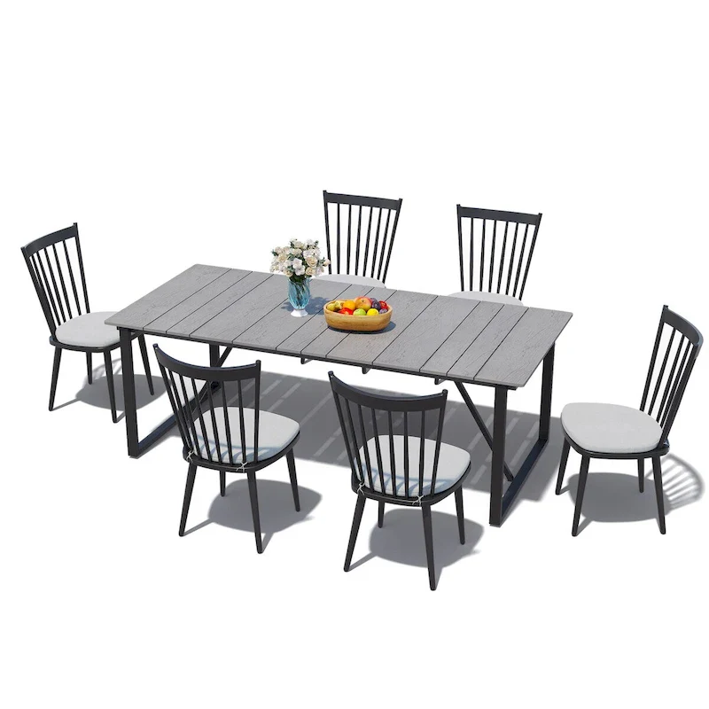 Outdoor Aluminum Patio Dining Set Rectangle Dining Table with Chairs