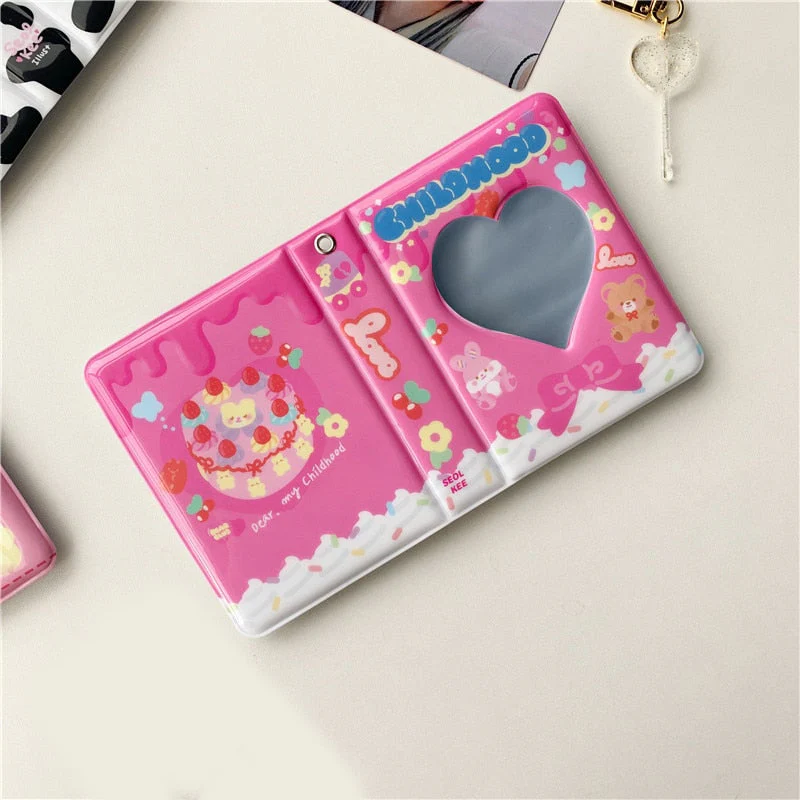 HULIANFU Kawaii Bear photo album 3 Inch Love Heart Hollow Kpop Card Binder Name Card Book Photo Album Card Photocard ID Holder 40 Pockets - Deanwangkt