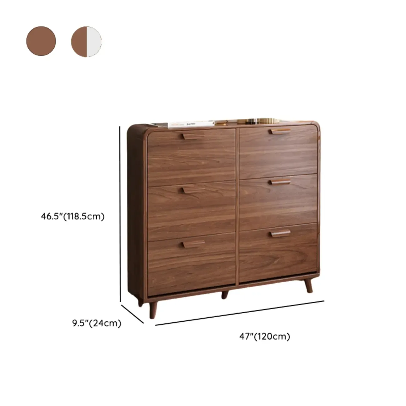 Traditional Hidden Adjustable 3 Tiers Solid Wood Shoe Cabinet