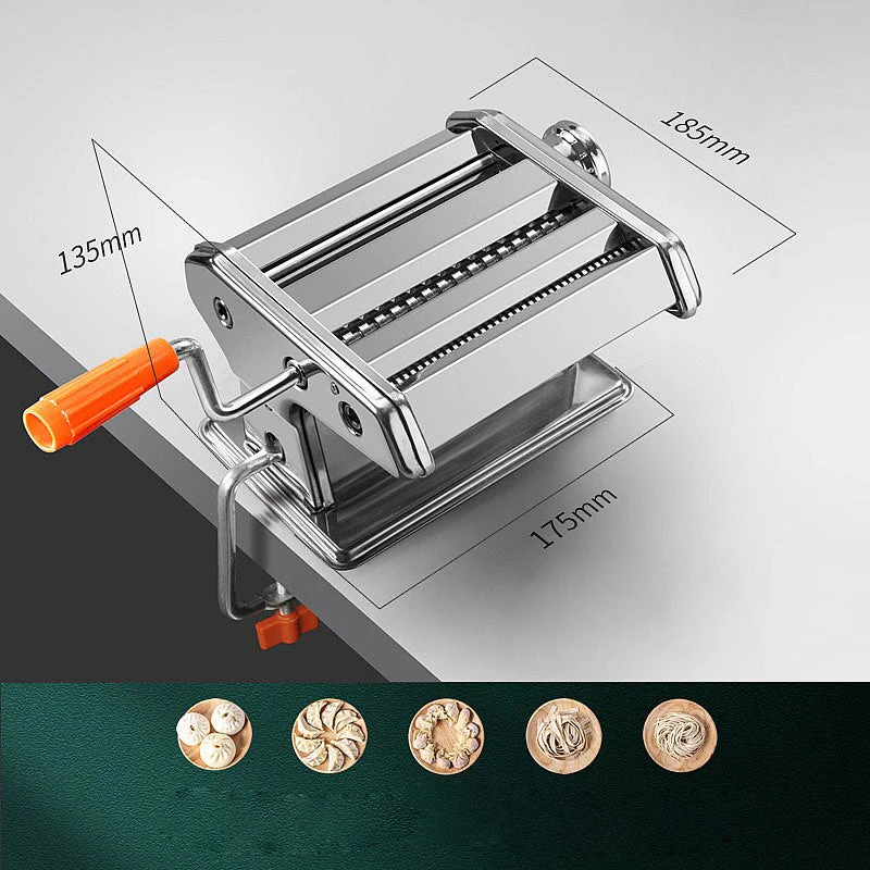 HULIANFU Manual Stainless Steel Linguine Pasta Maker Noodle Spaghetti Press Machine Cutter Dough Sheeter Ravioli Dumplings Shell Tool - Deanwangkt