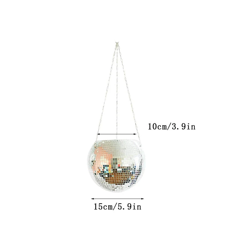 HULIANFU Retro Disco Ball Planter Basket Round Mirror Hanging Pot flower pot Wall Planter Pot Hangin Vase Desktop Decoration Balcony Vase - Deanwangkt