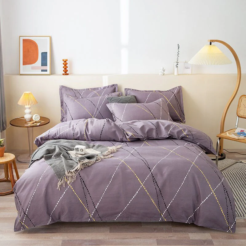 HULIANFU  Soft Bedding Set with Fitted Sheet Duvet Cover Pillowcase Boys Girls Bed Linen Flowers Plant Home Bedclothes - Deanwangkt
