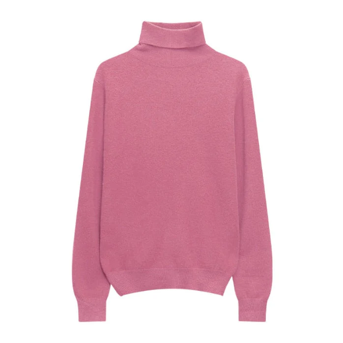 Hulianfu Winter High Quality Wwomen's Wool Sweater Solid Color High-neck Pullover Long-sleeved Knit Top - Deanwangkt