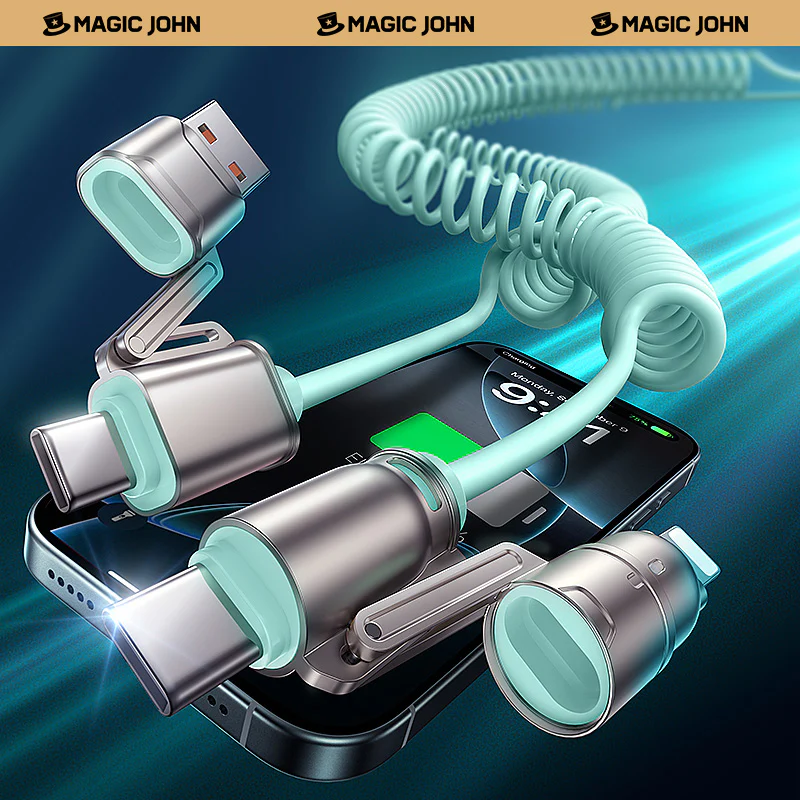 MAGIC JOHN 4-IN-1 Coiled Multi-Charging Cable
