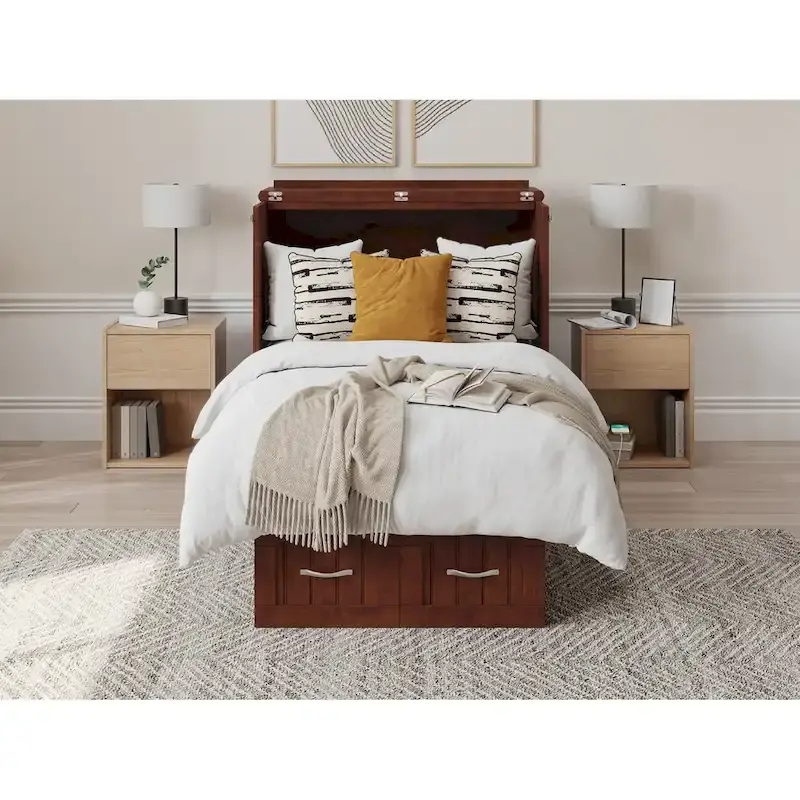 Sydney Twin Murphy Bed Chest with 6 inch Mattress