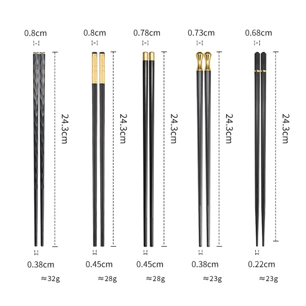 HULIANFU JANKNG 5 Pair Japanese Chopsticks Alloy Non-Slip Sushi Chop Sticks Set Chinese Gift Reusable Chopsticks Tableware Gift Kitchen - Deanwangkt