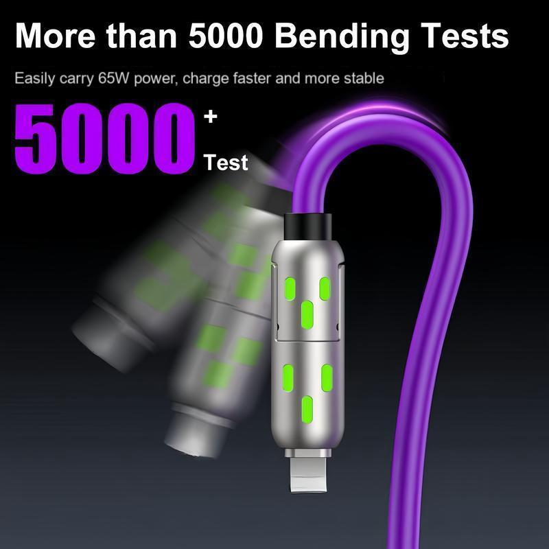 [Buy 1 get 1 free]-6.6FT 4-in-1 USB-C Cable, PD Fast Charging, Data Sync, USB-A, Type-C, Lightning,  Aluminum, Compatible