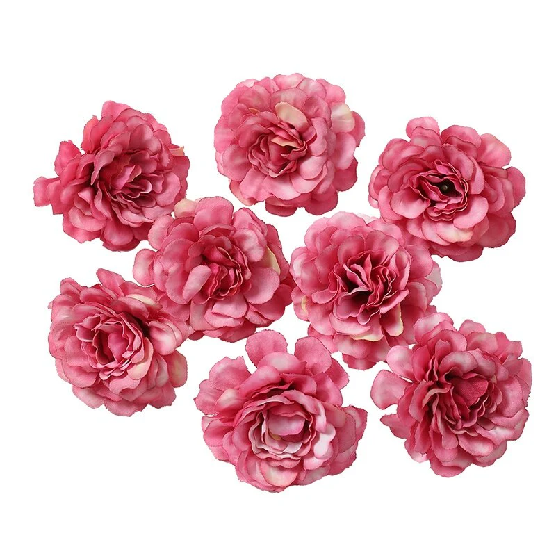 HULIANFU Silk Rose Artificial Flowers 5cm Fake Flowers Head For Home Decor Bedroom Wedding Marriage Decoration DIY Bride Wreath Accessory - Deanwangkt