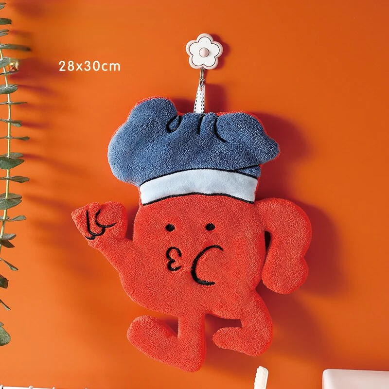 HULIANFU Lovely Cartoon Handkerchief Towel Hanging Absorbent Coral Velvet Wipe a Towel Household Kitchen Quick Drying Hand Cloth - Deanwangkt