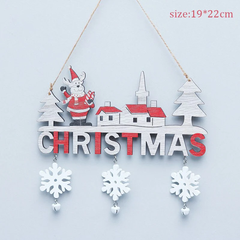 HULIANFU Wooden Christmas Door Wreath Oranments Wall Xmas Dec Merry Christmas Decor For Home  Happy New Year Naviidad Door Wreath - Deanwangkt