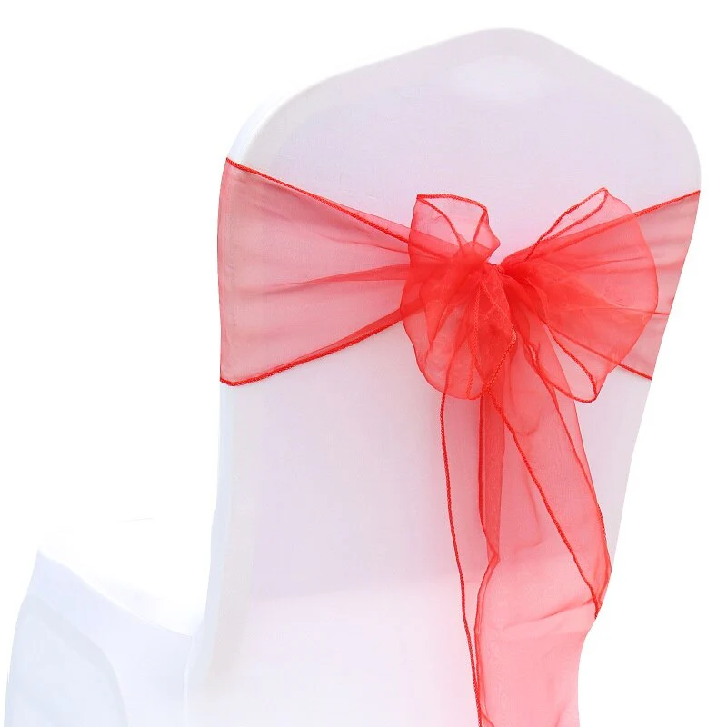 HULIANFU Wedding Decoration Organza Chair Sashes Bow For Party Christmas Halloween hotel Chair Decoration Supplies(Pack of 50pcs  pink) - Deanwangkt