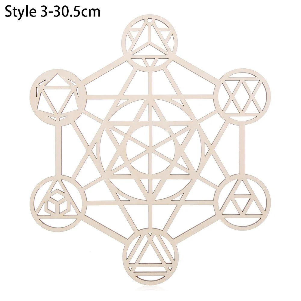 HULIANFU Log Color Chakra Pattern Round Edge Circles Carved Wooden Stand Coaster Flower of life Reload Stone Kitchen Hot Pad Mat Decor - Deanwangkt