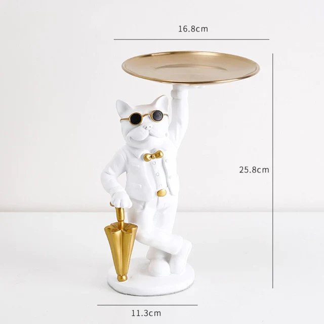 HULIANFU Nordic French Bulldog Sculpture Dog Statue Statue Jewelry Storage Table Decoration Gift Belt Plate Glasses Tray Home Art Statue - Deanwangkt