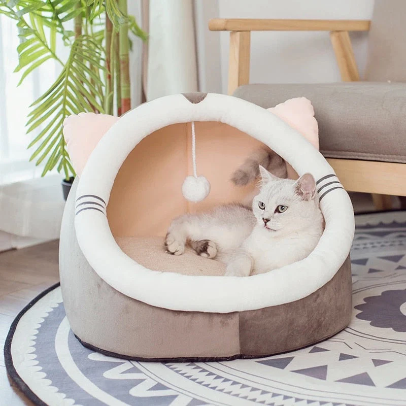 HULIANFU Warm Cozy Pet Bed Dog & Cat Beds House Winter Sleeping Bag Portable Indoor Nest Puppies Tent with Removable Cushion Collapsible - Deanwangkt