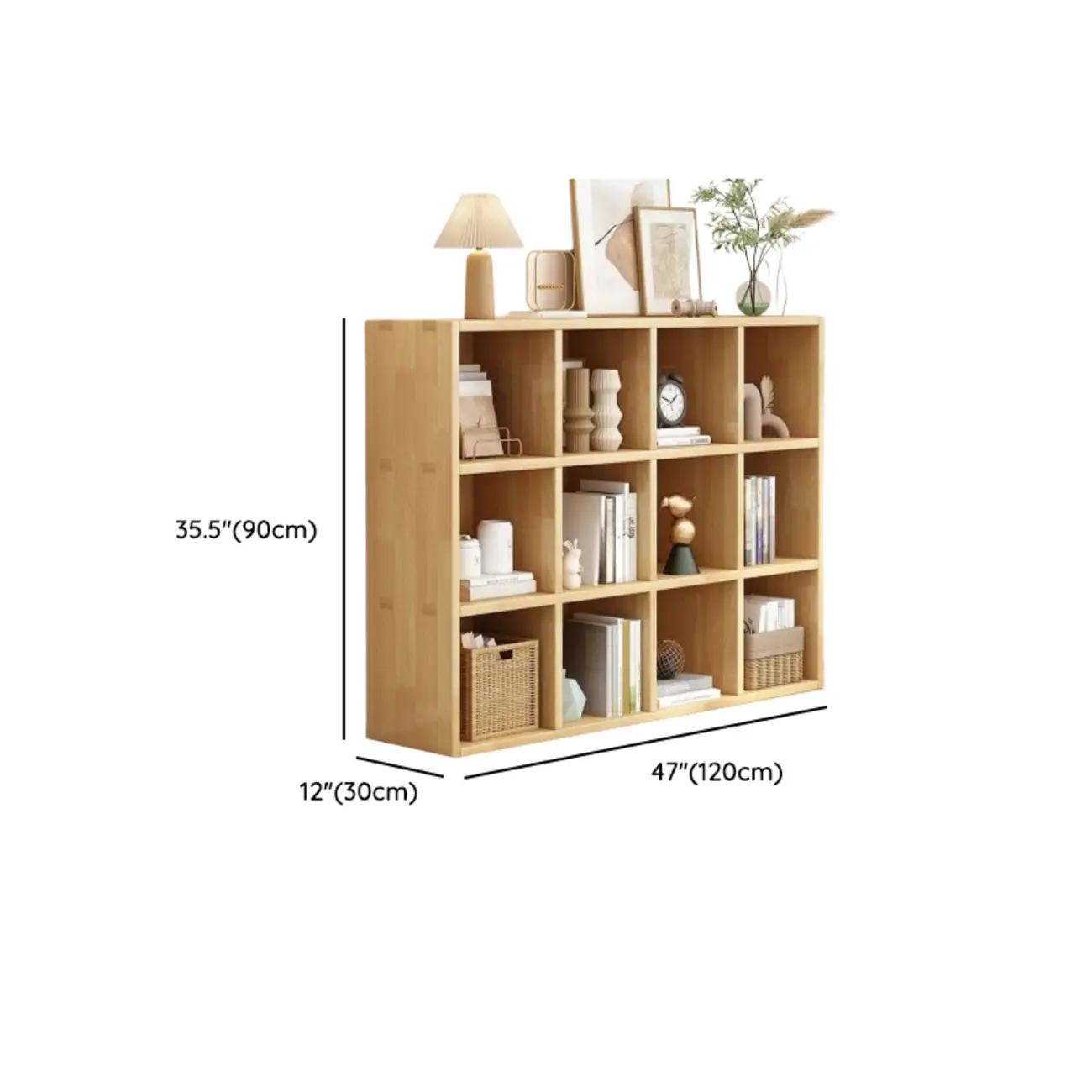 Modern Oak Bookcase Spacious Shelves Multi-Cabinets