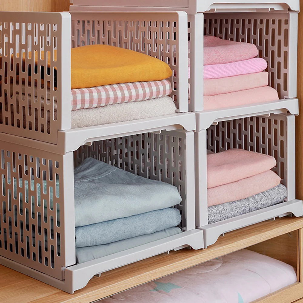 HULIANFU Stackable Wardrobe Drawer Cabinet Organizer Drawer Clothes Closet Storage Box Shelves Plastic Layered Partitions Storage Rack - Deanwangkt