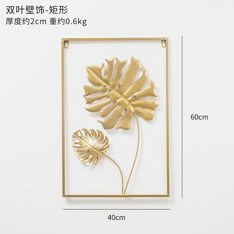 HULIANFU 2026  Nordic Metal Leaf Plant Wall Decor Wrought Iron Wall Hanging Non-perforated Wall Mural Living Room Bedroom Home Decoration Hot - Deanwangkt