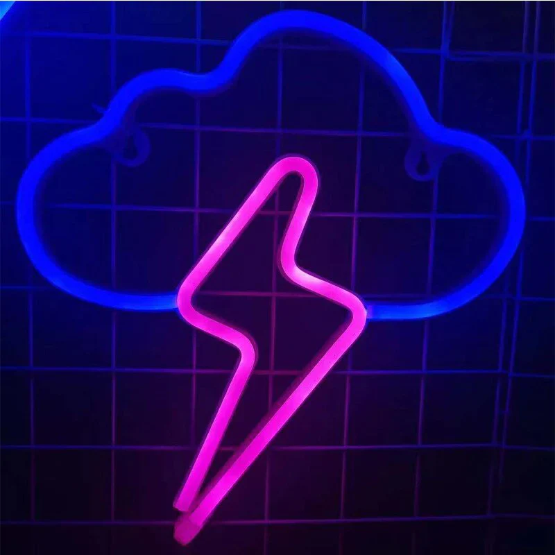 HULIANFU Night Ligh USB Powered Banana Cactus Pineapple Coconut Tree Love Popsicle Hello Rose Led Backplane Neon Lights for Bedroom Decor - Deanwangkt