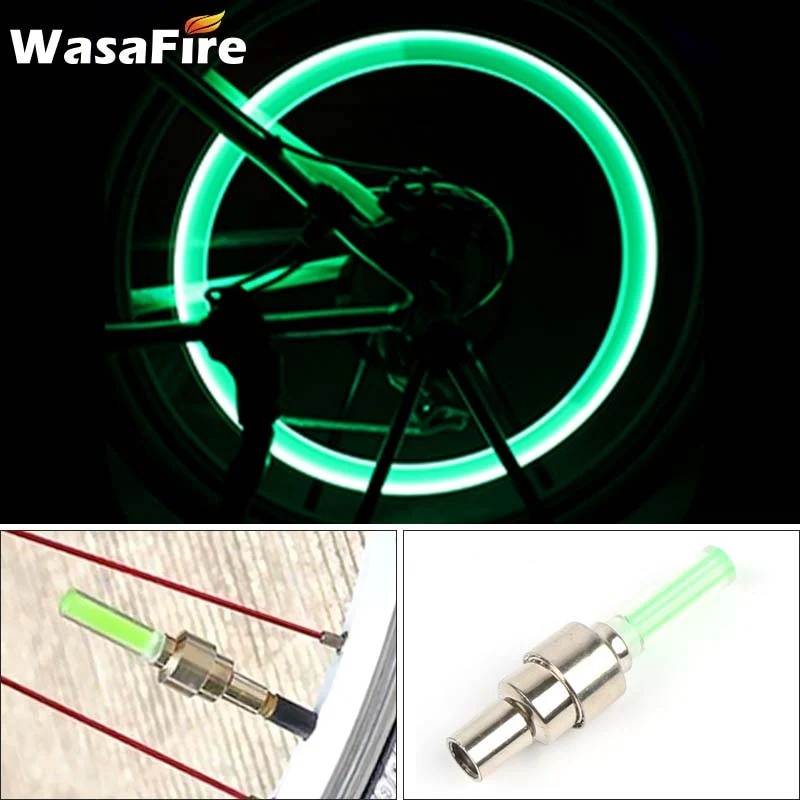 HULIANFU WasaFire Neon Bike Spoke Light Mini LED Bicycle Taillight MTB Wheel Tire Nozzle Valve Caps Lamp Cycling Warning Head Rear Light - Deanwangkt