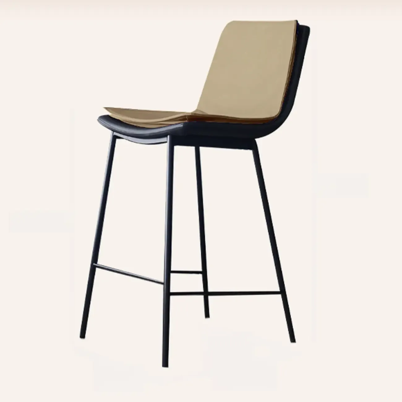 Modern Leather Counter Height Bar Stool with Back