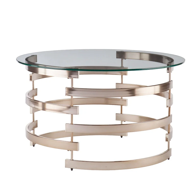 SEI Furniture Grant Modern Round Coffee Table with Glass Top