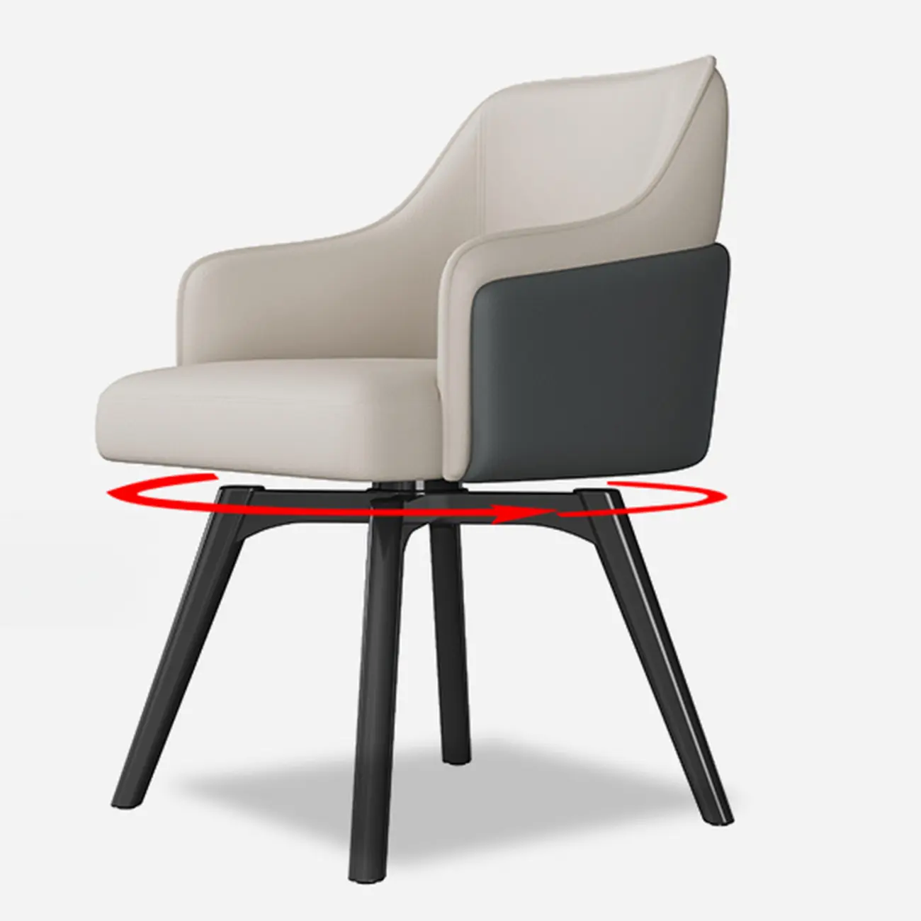 Modern Faux Leather Swivel Arm Dining Chair with Solid Back