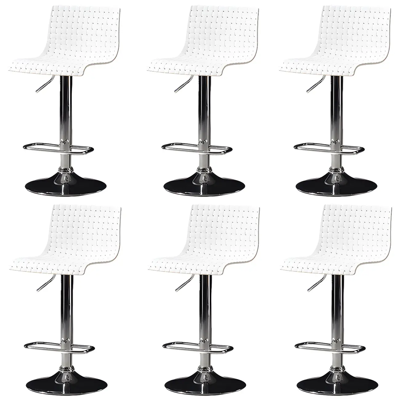 Modern Square Seat Plastic Rattan Adjustable Swivel Bar Stools