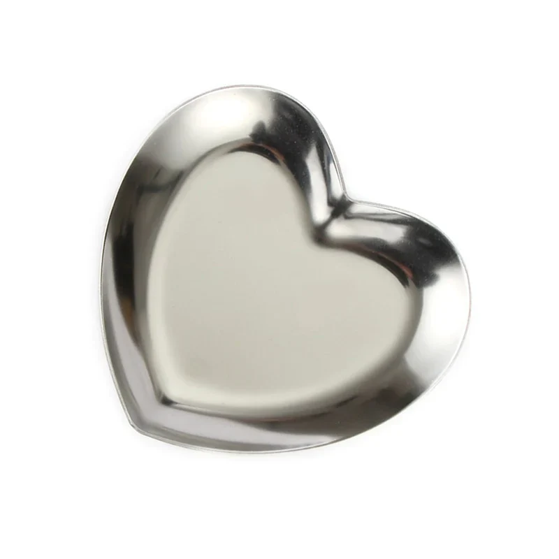 HULIANFU Nordic Stainless Steel Storage Tray Dish Jewelry Ring Organizer Bread Dessert Snack Plate Golden Heart Shaped Plate Home Decor - Deanwangkt