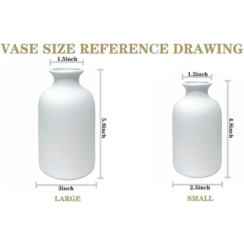Ceramic White Small Vase for Bedroom Kitchen Living Room