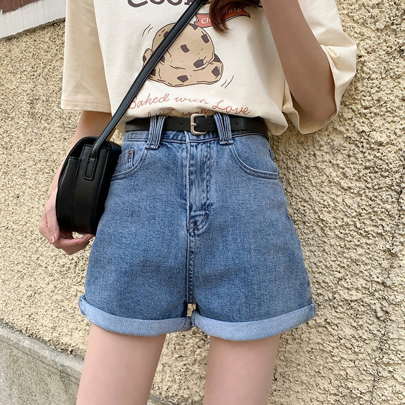 Spring And Summer New Women's Casual Loose Denim Shorts Fashion High Waist Wide Leg Shorts Female Bottoms B01409O - Deanwangkt