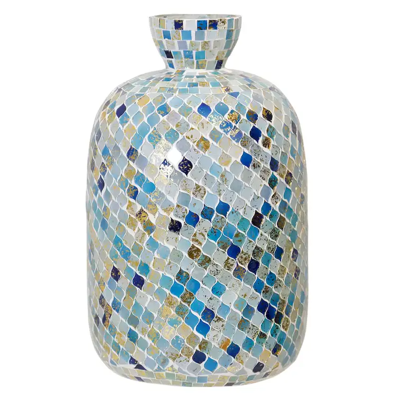 StyleCraft Glass Vase - Blue Mosaic