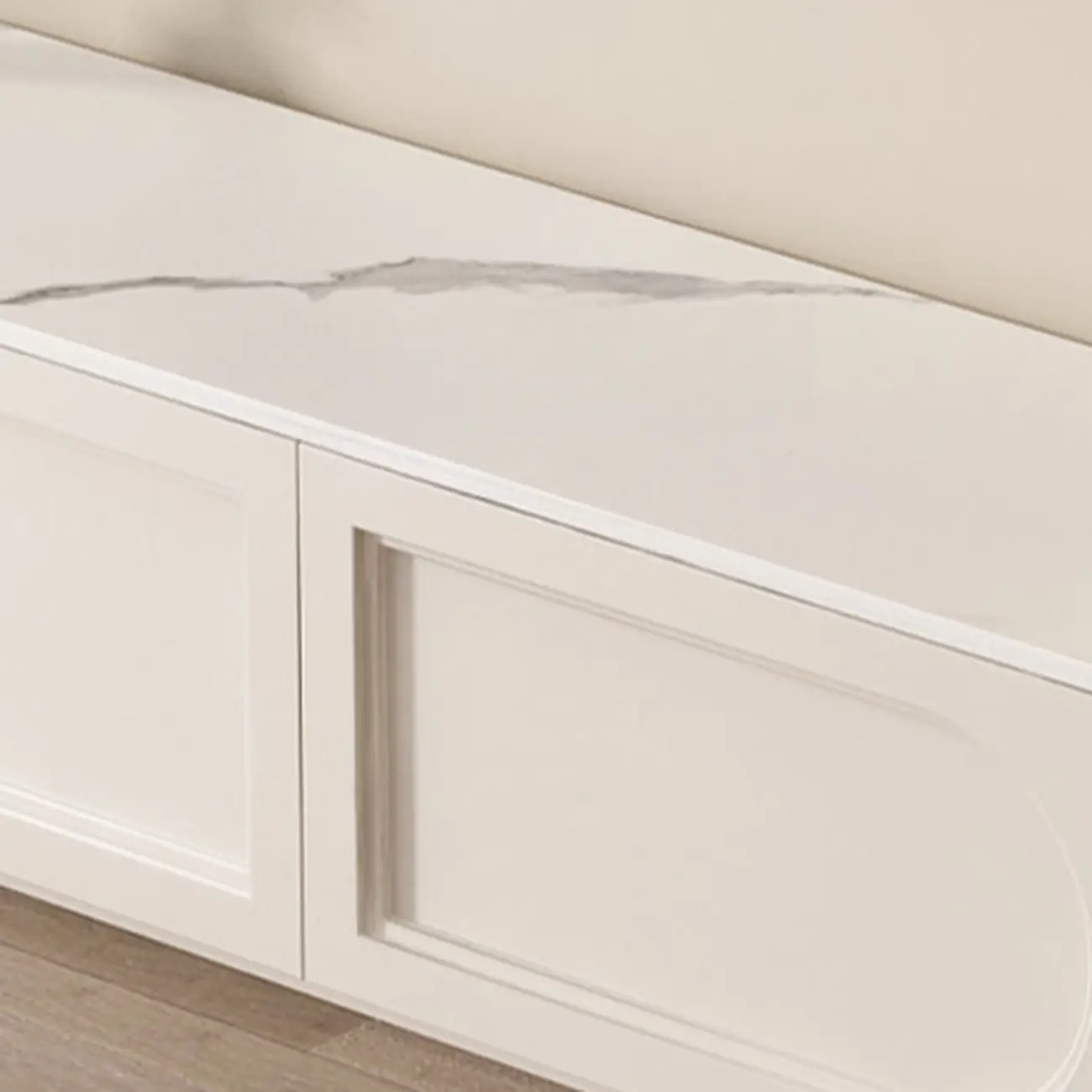 White Modern Long Wooden TV Stand with Drawers