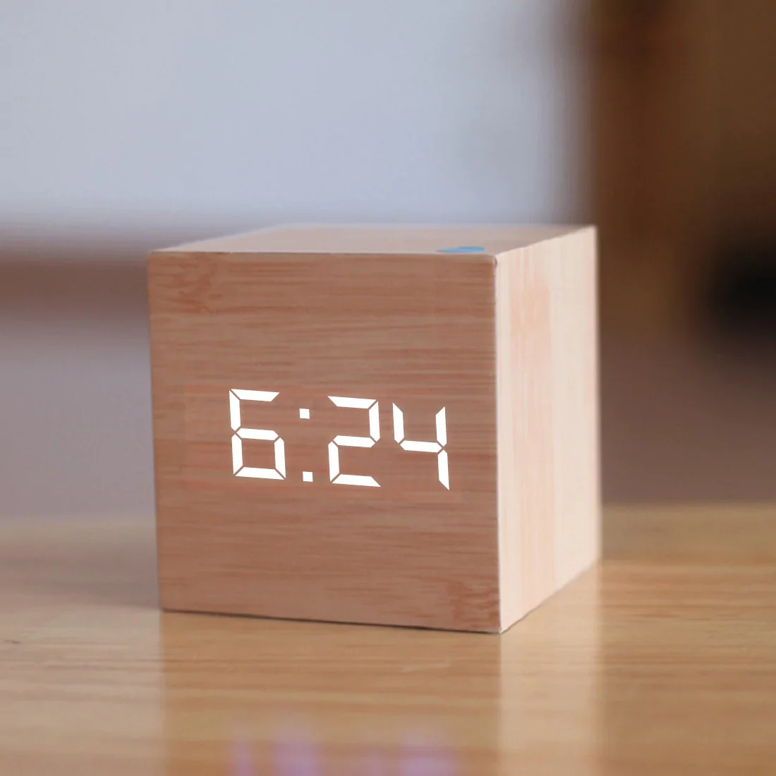 HULIANFU New Qualified Digital Wooden LED Alarm Clock Wood Retro Glow Clock Desktop Table Decor Voice Control Snooze Function Desk Tools - Deanwangkt