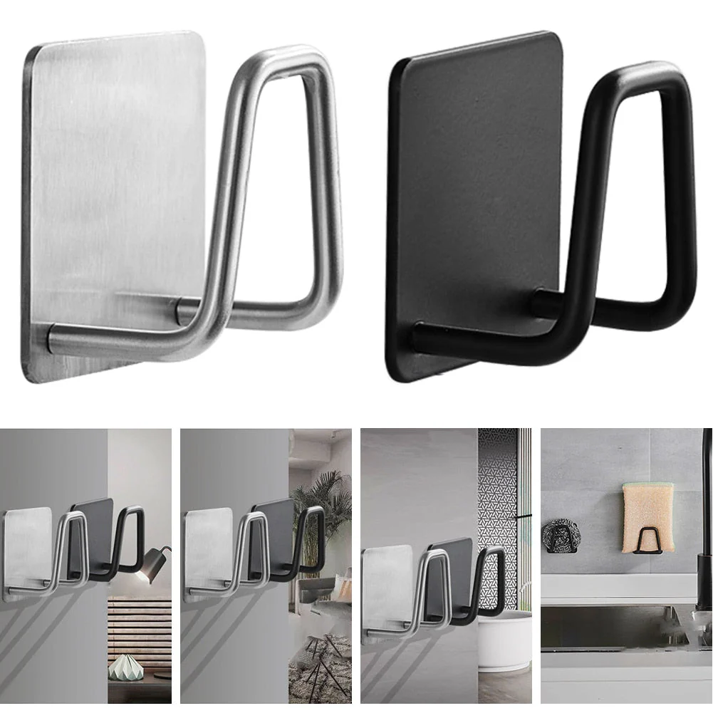 HULIANFU Kitchen Sponges Holder Self Adhesive Sink Sponges Drain Drying Rack 304 Stainless Steel Storage Holder Kitchen Sink Accessories - Deanwangkt