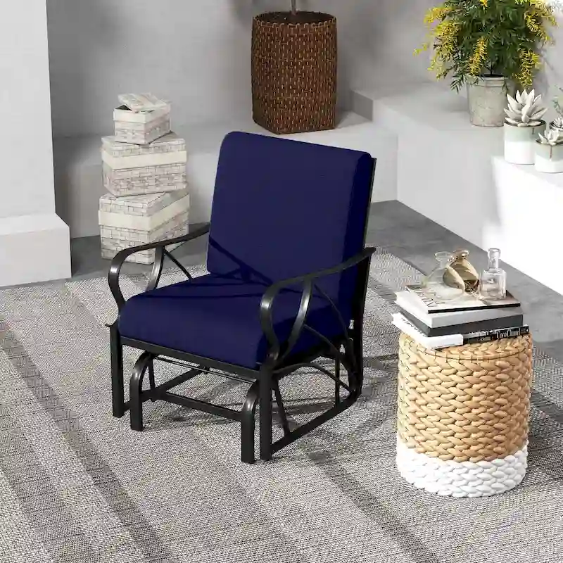 Costway Patio Rocking Chair with Cushion Heavy-Duty Metal Frame Smooth - See Details