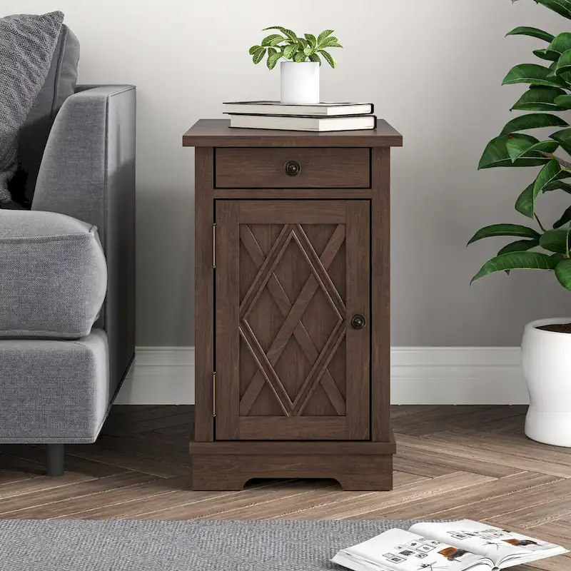 Classic Charging End Table with USB Ports and Storage - 23 in Height