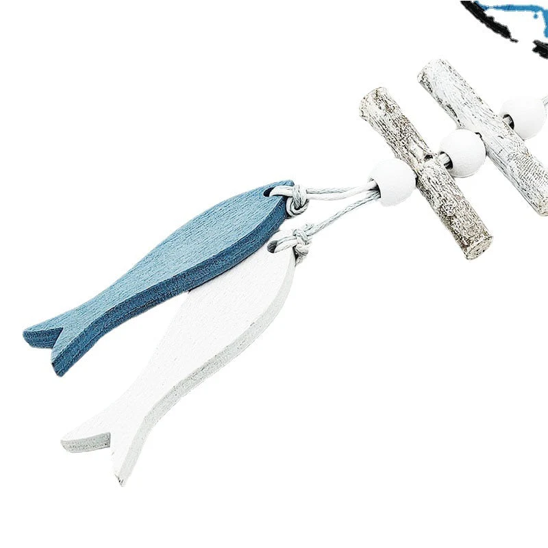 HULIANFU Wooden Fish Sailboat Rudder Hanging Decoration Beach Theme Wall Decor Door Crafts Wind Chimes Ornament Nautical Pendants Gifts - Deanwangkt