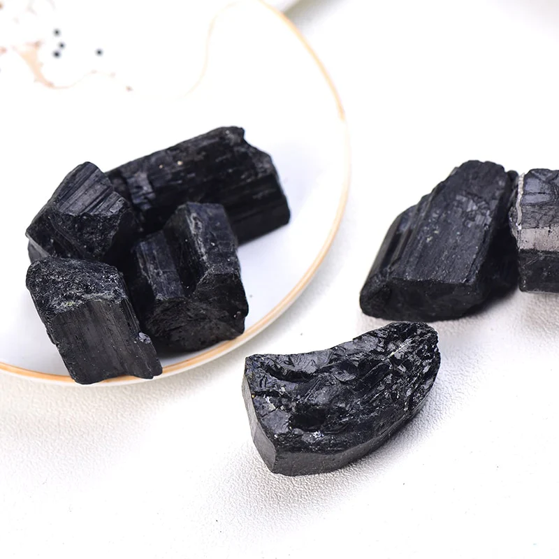HULIANFU Natural Black Tourmaline Gravel Raw Gemstone Mineral Specimen Irregular Crystal Healing Advanced Collection Eliminate Magnetism - Deanwangkt