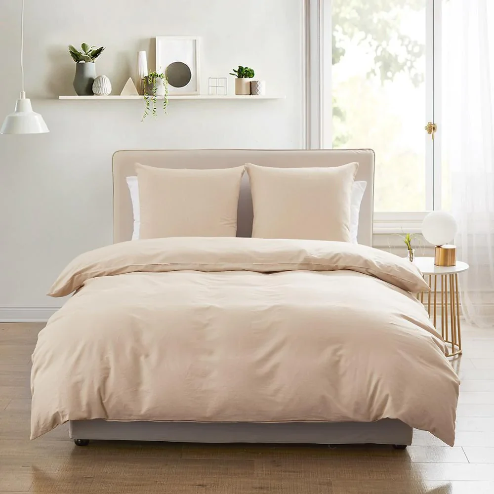 HULIANFU Modern 55% Linen 45% Cotton Bedding Sets Solid Color Bed Set Duvet Cover French Shams Simplicity Bedclothes For Home Sing/Queen - Deanwangkt
