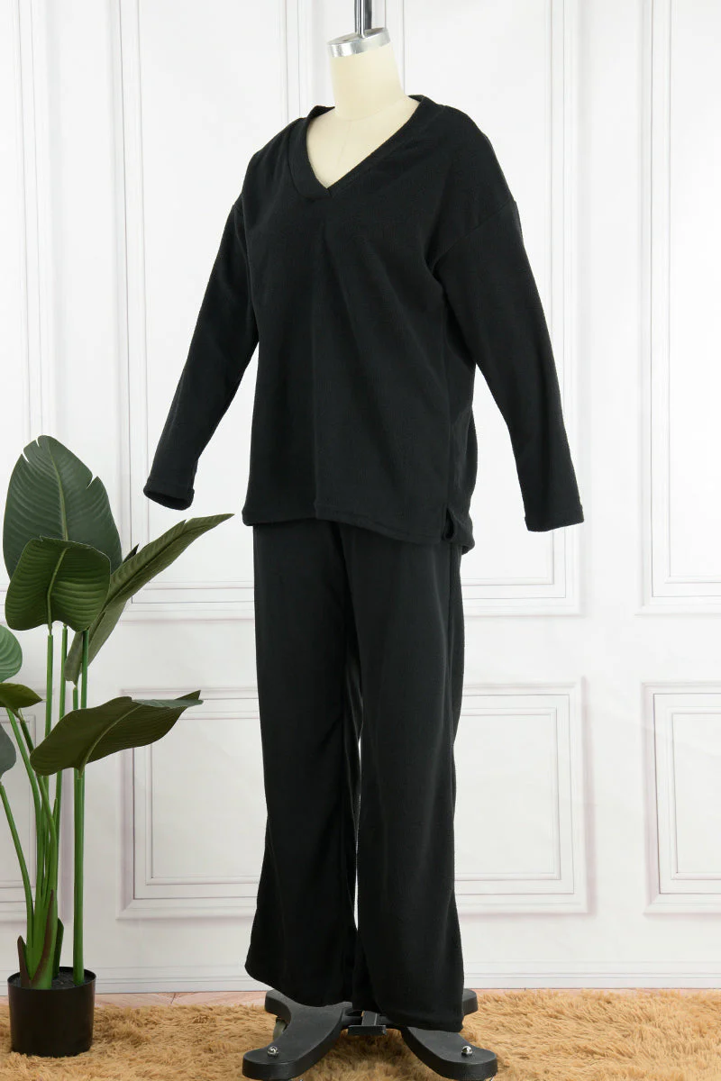 hulianfu Casual Solid Solid Color V Neck Two Pieces(5 Colors) - Deanwangkt
